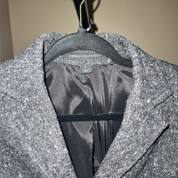 Express Charcoal Gray Tweed Cropped Blazer - Picture 3 of 4